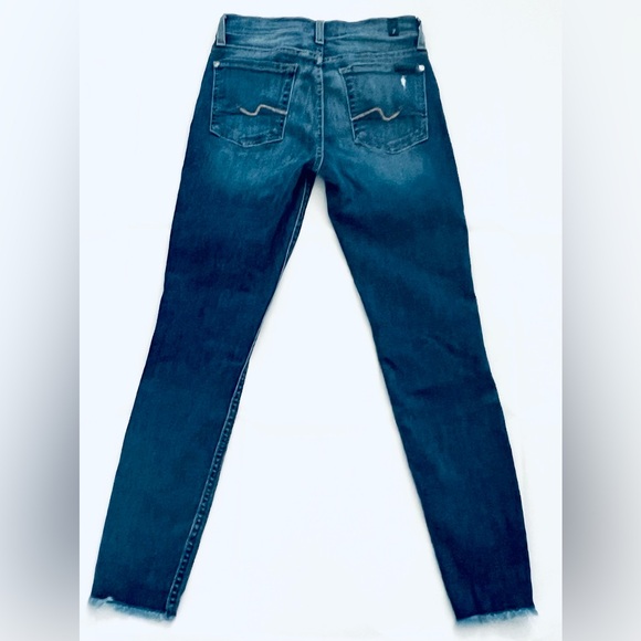 7 For All Mankind Gwenevere Skinny Jeans Size 27 X 27 Denim Stretch Distressed - Picture 4 of 9